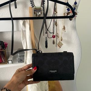 Black fabric coach purse